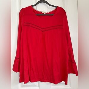 Boden Vibrant Red Blouse with Lace Detail